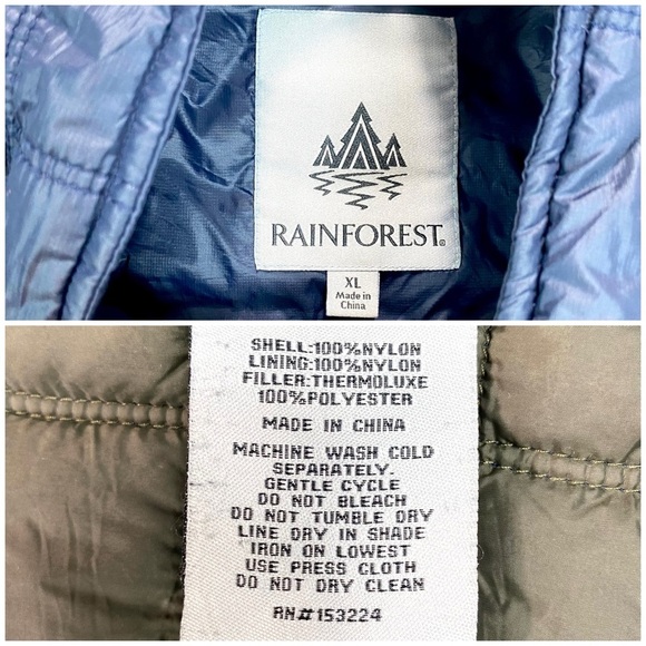 Rainforest Winter Quilted Puffer Jacket in Navy Blue Size XL - Picture 7 of 13